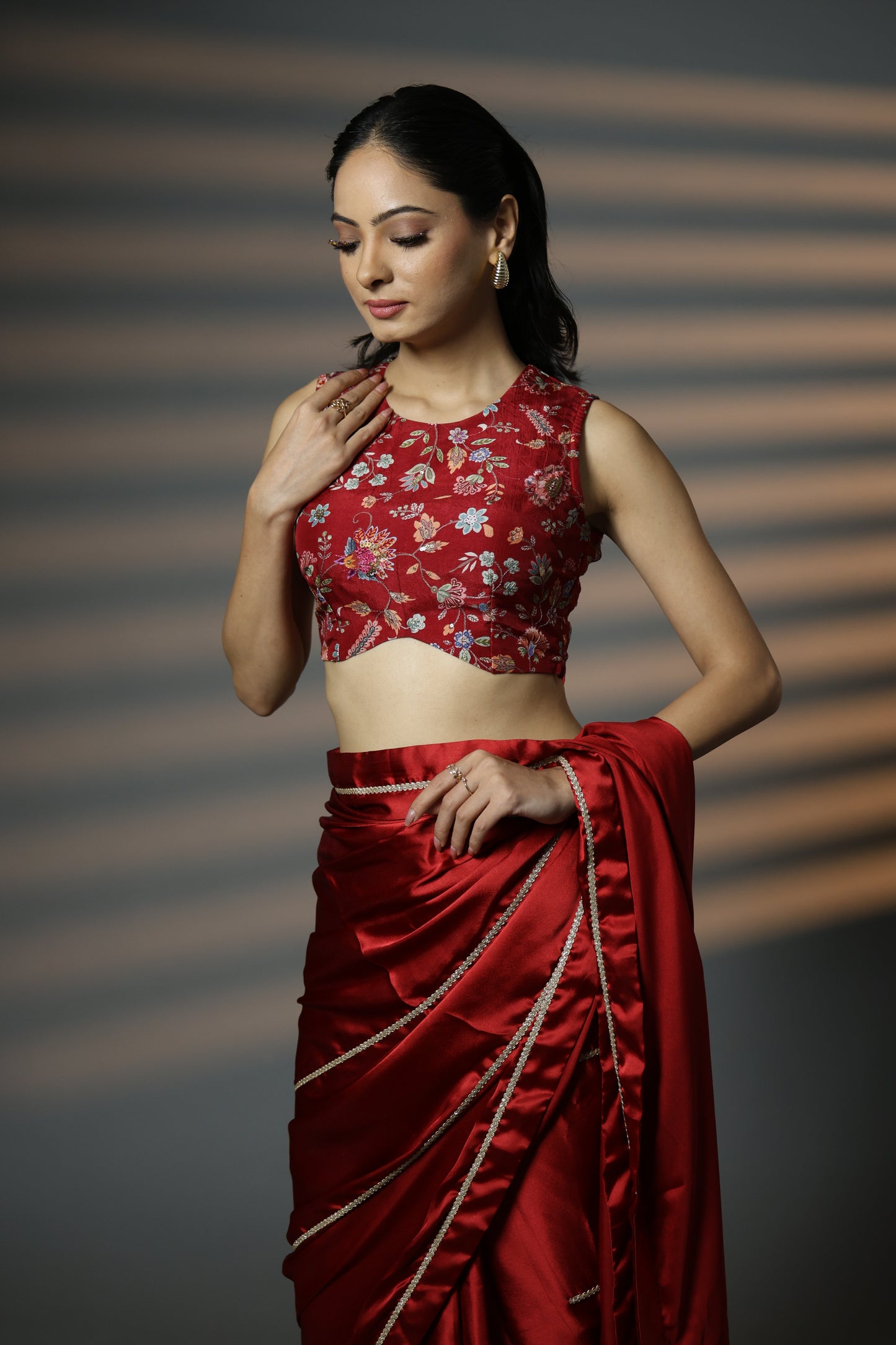Red Exclusive Silk Embroidered Blouse