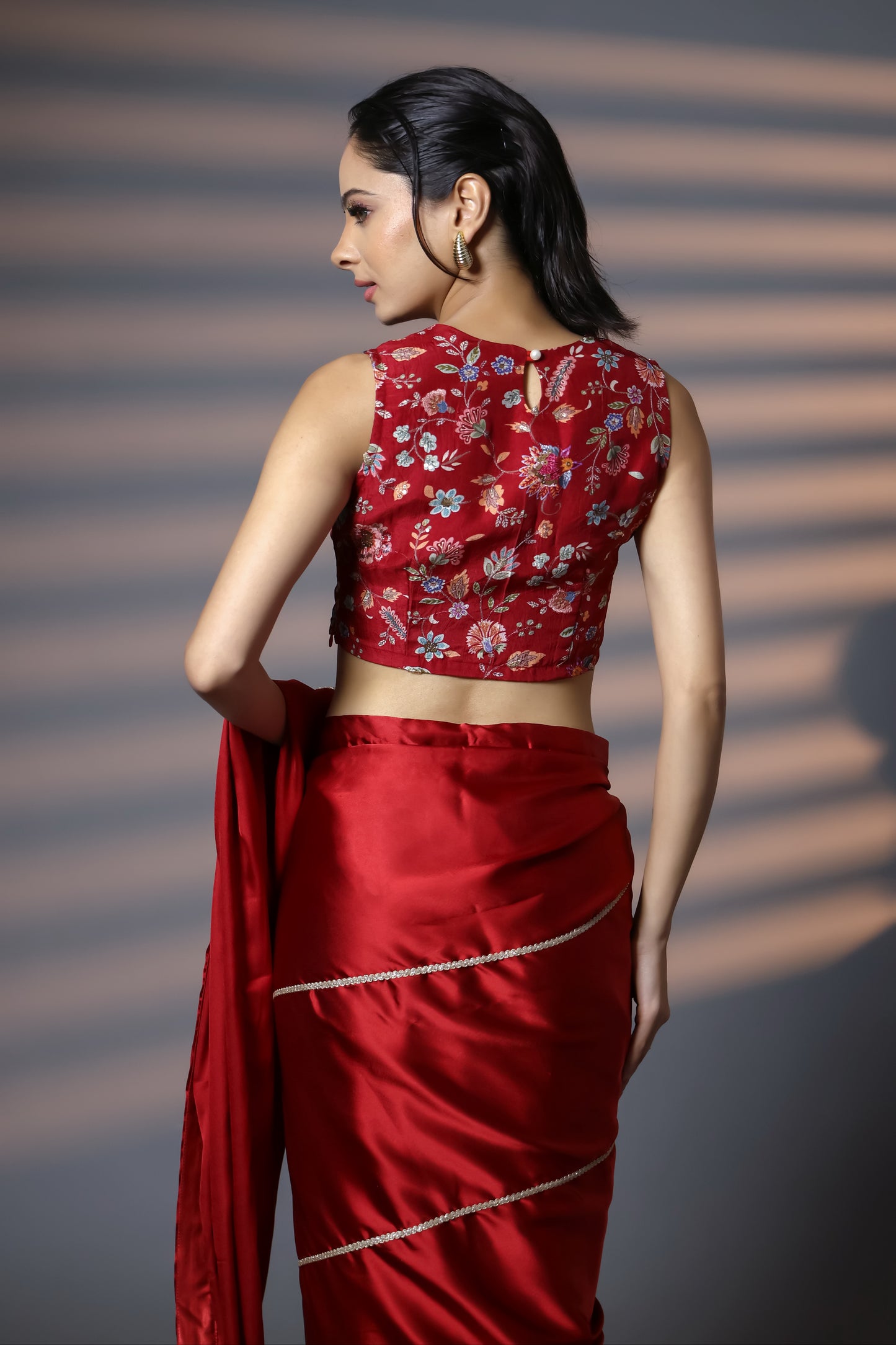 Red Exclusive Silk Embroidered Blouse