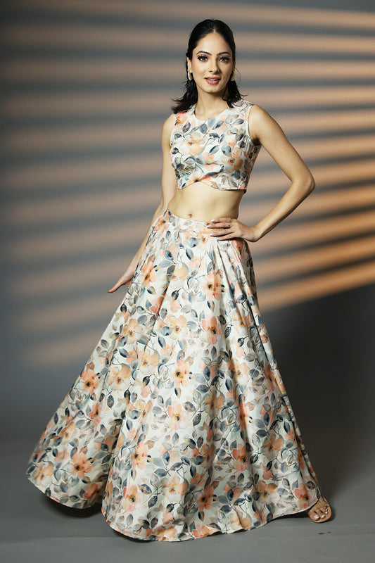 Saffron Glow Floral Gold-Toned Coord Set