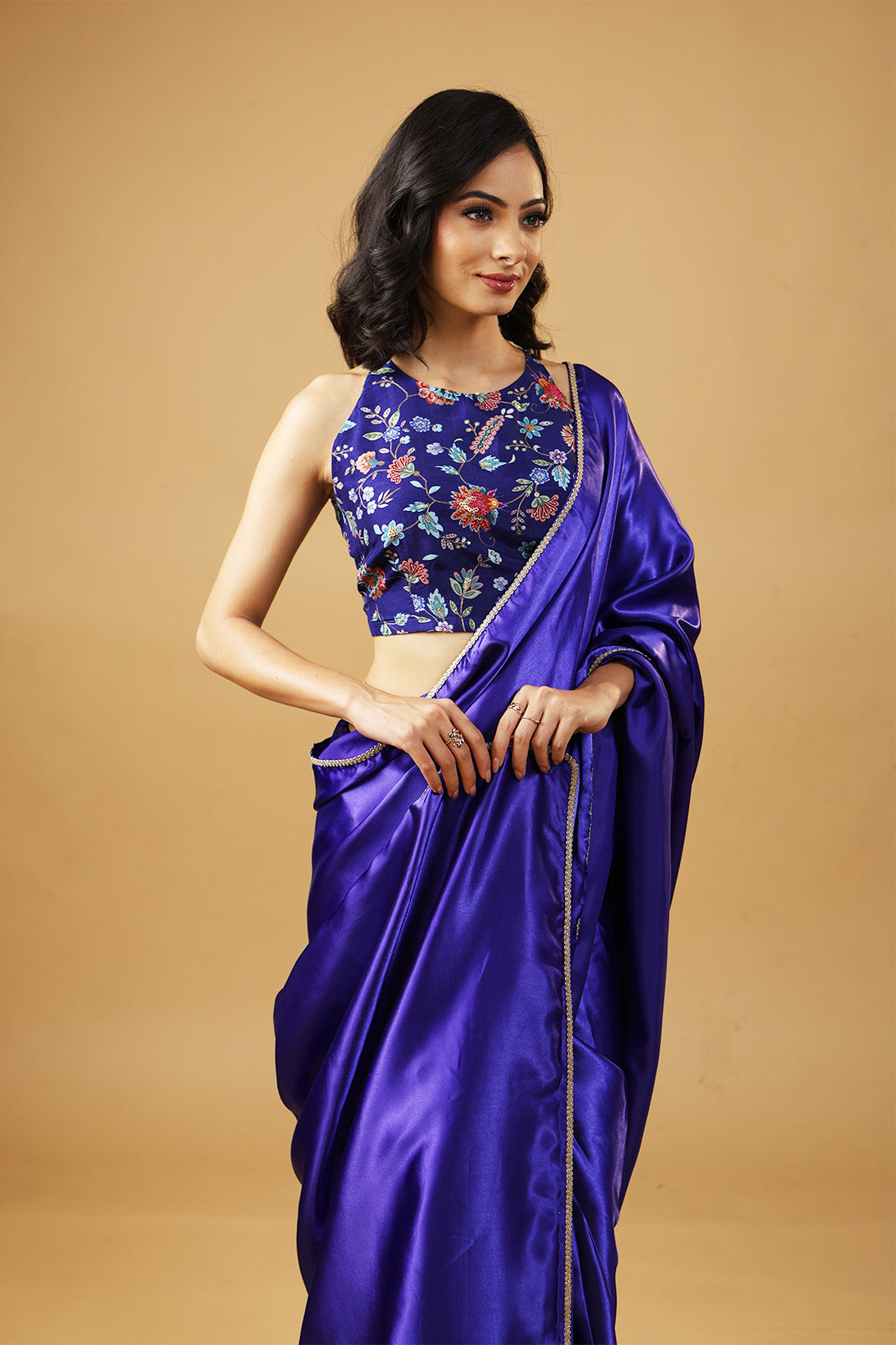 Floral Grace Premium Silk Embroidered Top