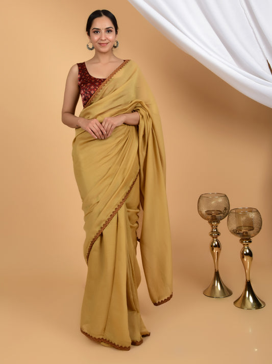 Serene Bliss Chanderi Mul Lace Saree