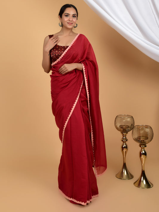 Radiant Elegance Pure Chanderi Lace Saree