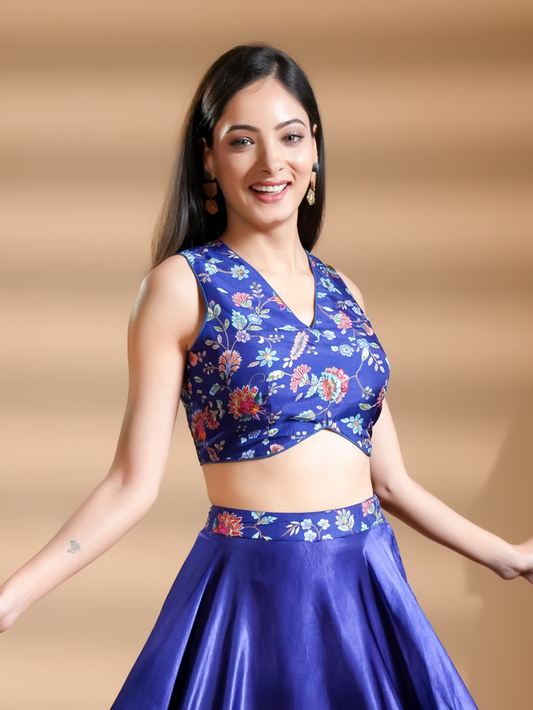 Mesmerzing Premium Floral Embroidered Silk Top