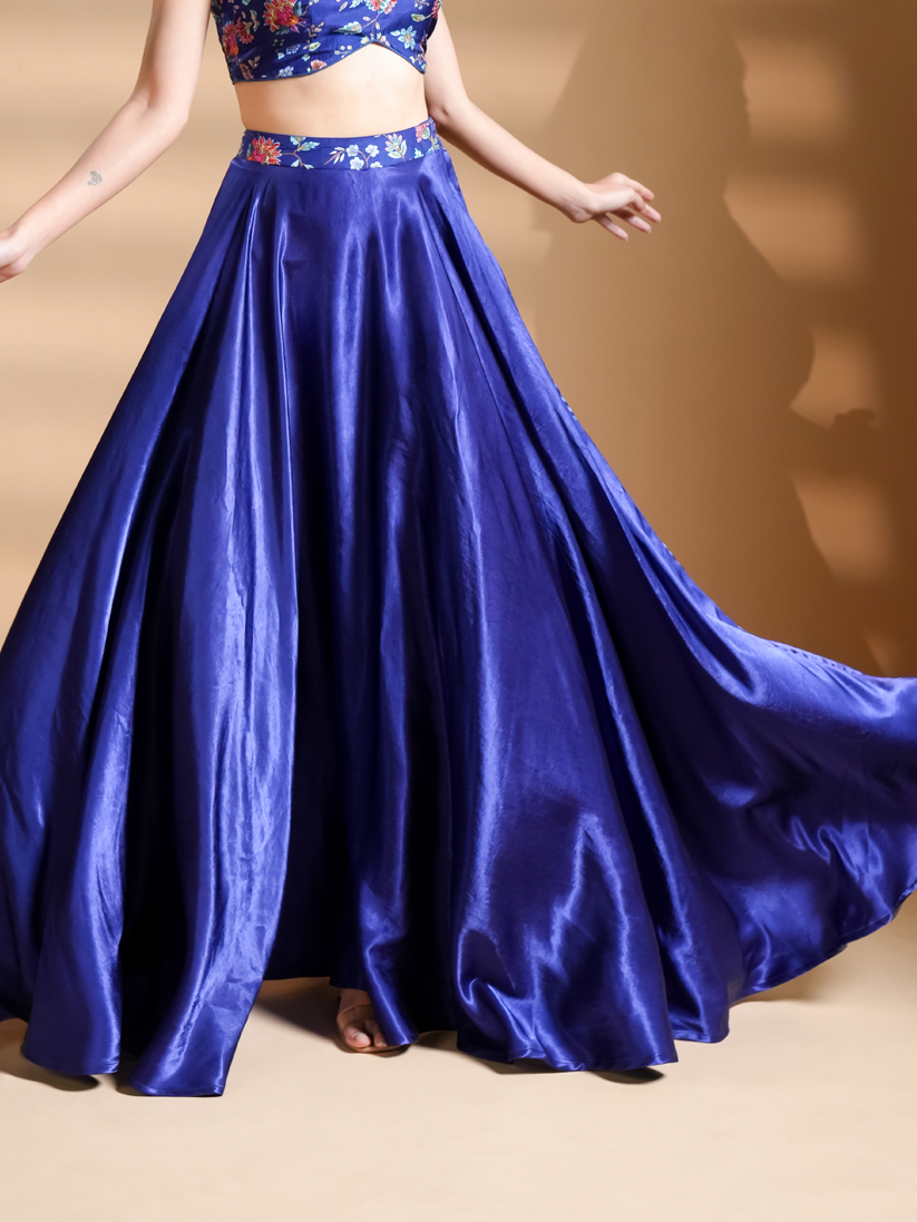 Striking Blue Silk Skirt