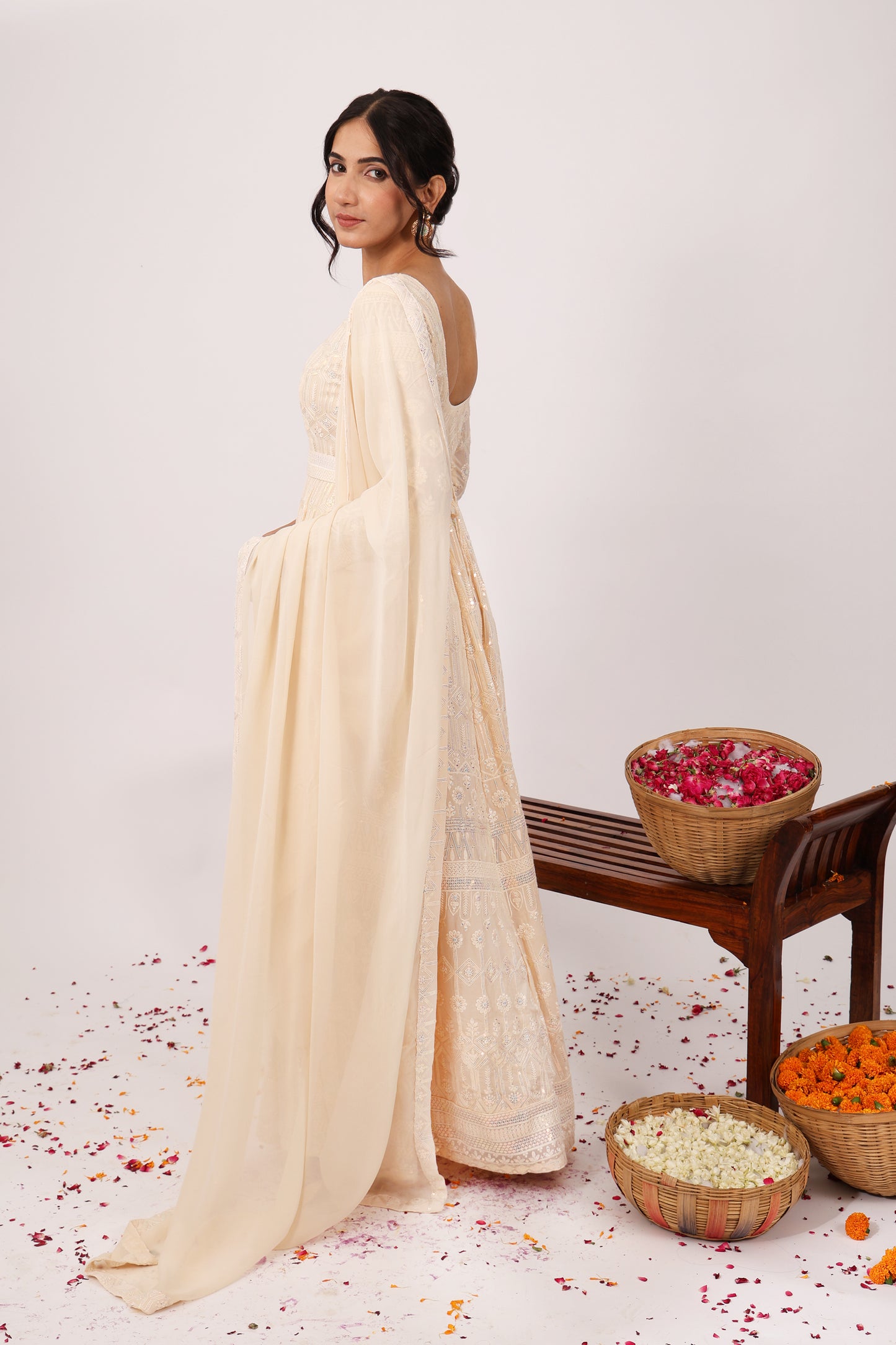 Splendid Heavy Embroidered Chikankari Anarkali with Dupatta & Belt
