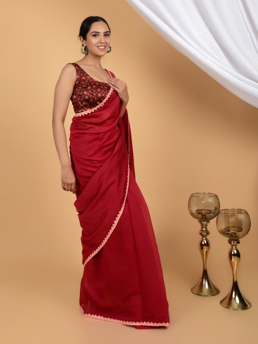 Radiant Elegance Pure Chanderi Lace Saree
