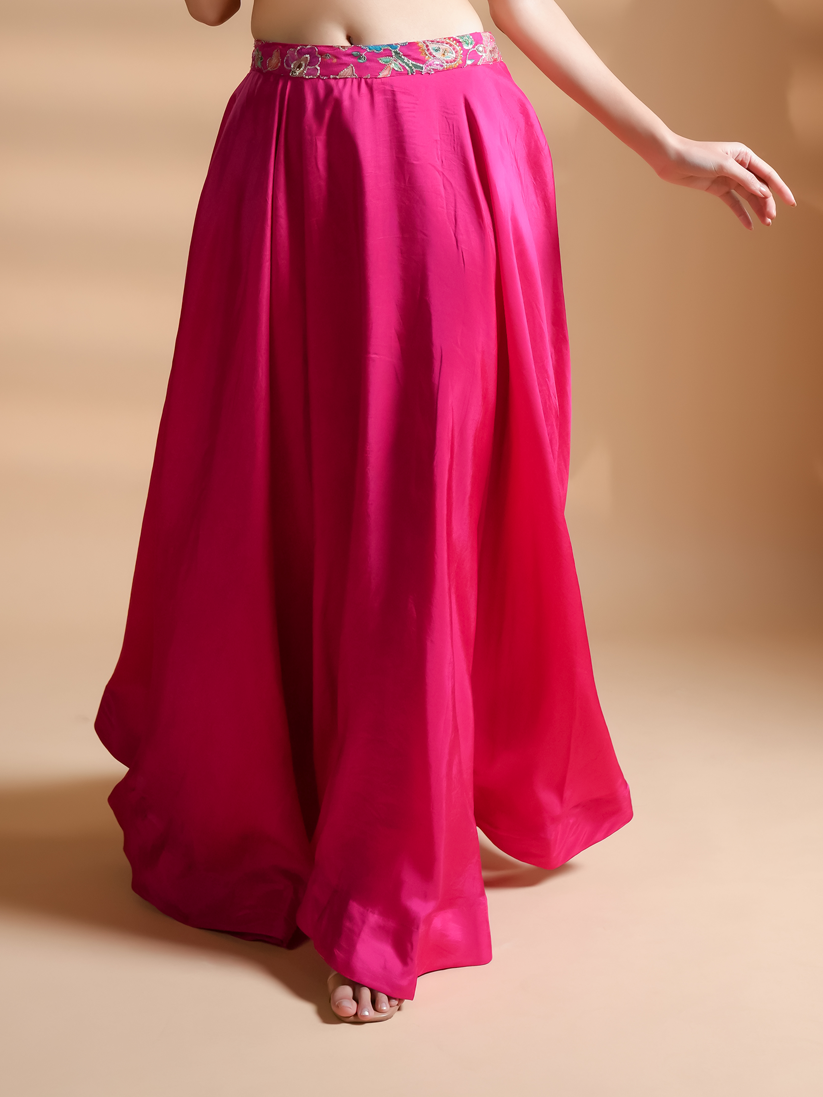 Vibrant Luxe Pink Silk Skirt