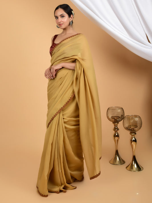 Serene Bliss Pure Chanderi Lace Saree