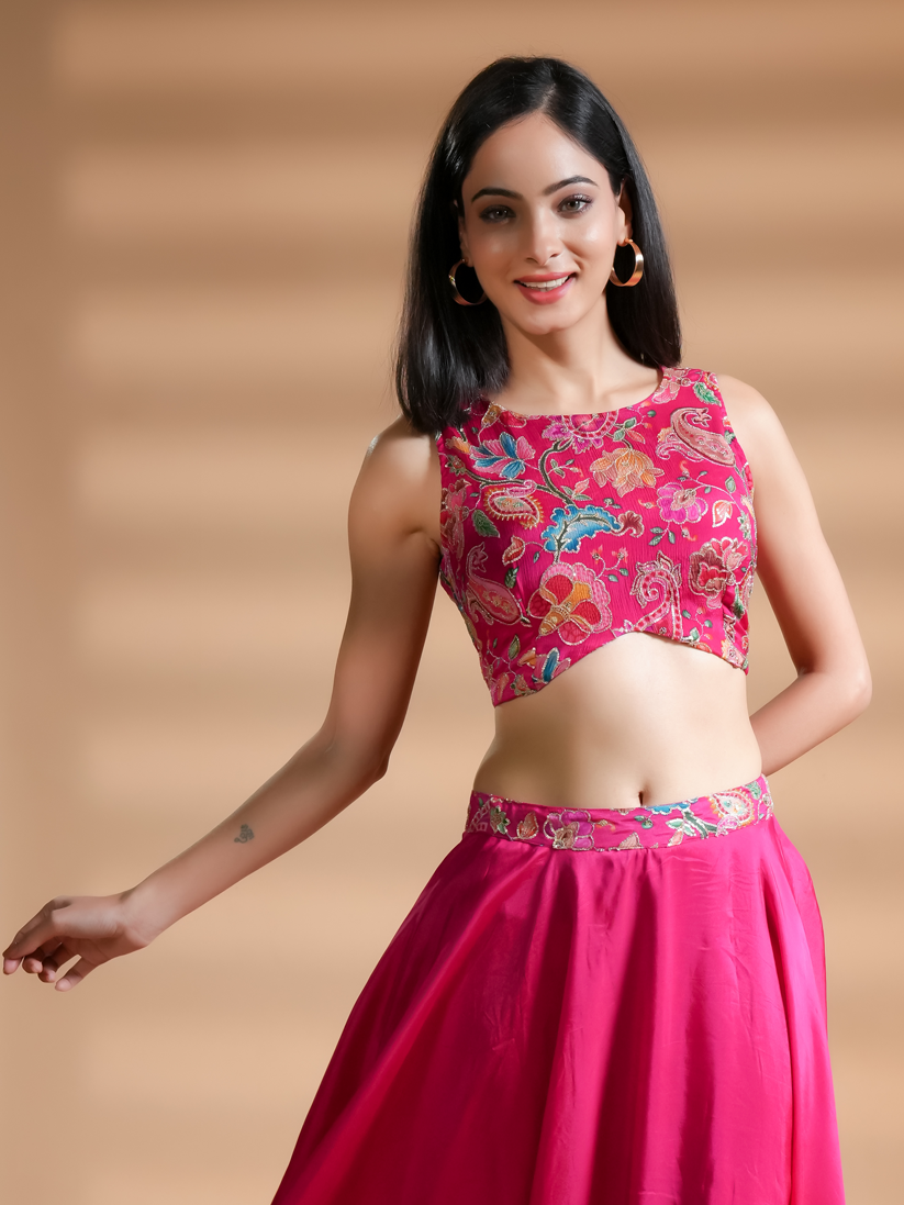 Exclusive Pink Silk Embroidered Blouse