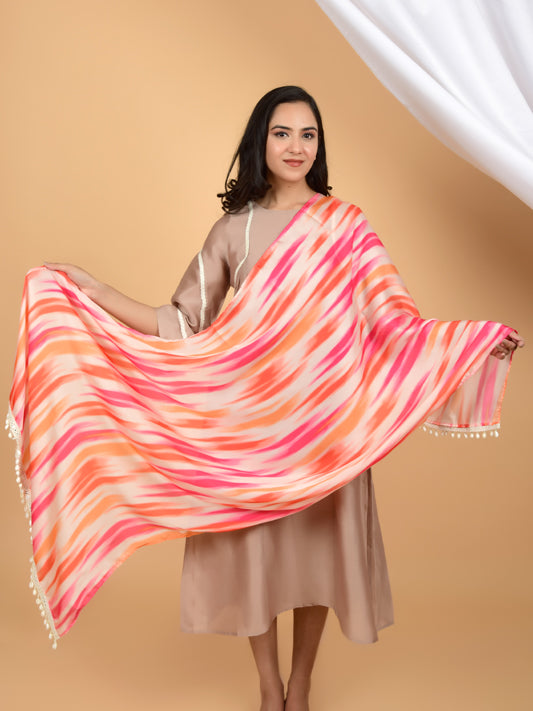 Artistic Satin Silk Lace Stole