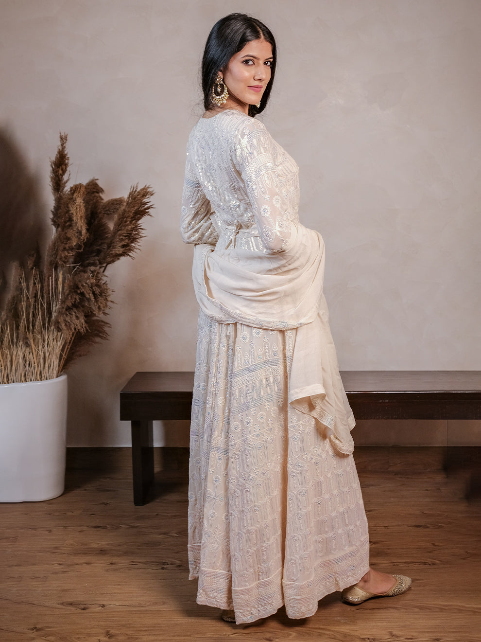 Dreamy Heavy Embroidered Sequins Anarkali Set with Belt and Dupatta
