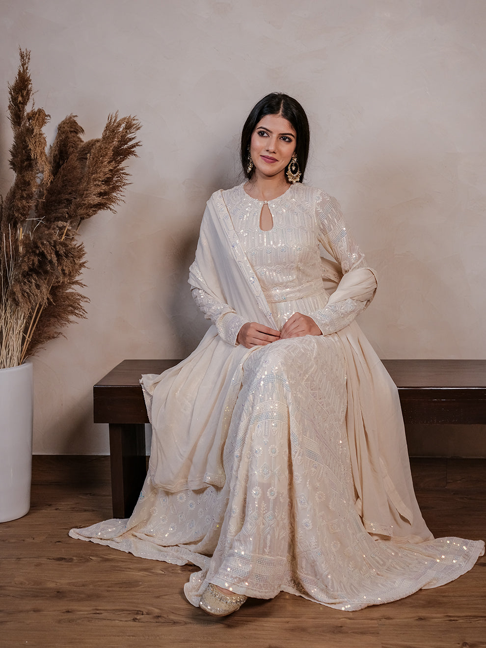 Dreamy  Heavy Embroidered Sequins Anarkali Set with Belt and Dupatta
