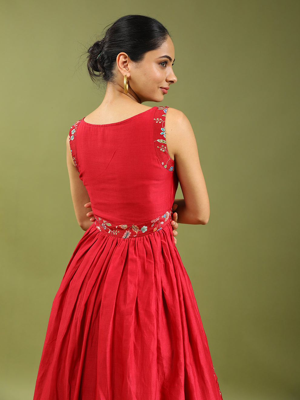 Heavy Chanderi Silk High Low Ethnic Dress