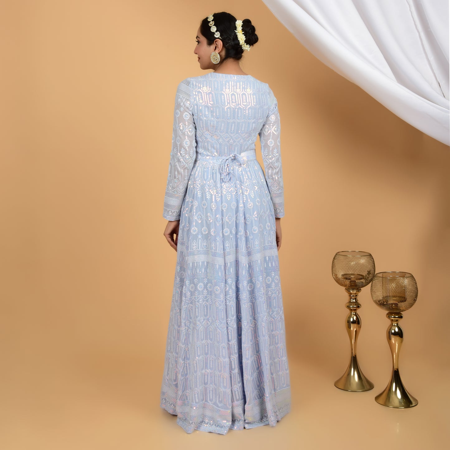 Allure Sequins Chikankari Anarkali with Dupatta & Belt