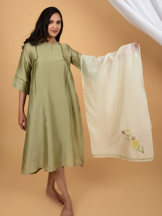 Ethnic Hand-Embroidered Chanderi Stole