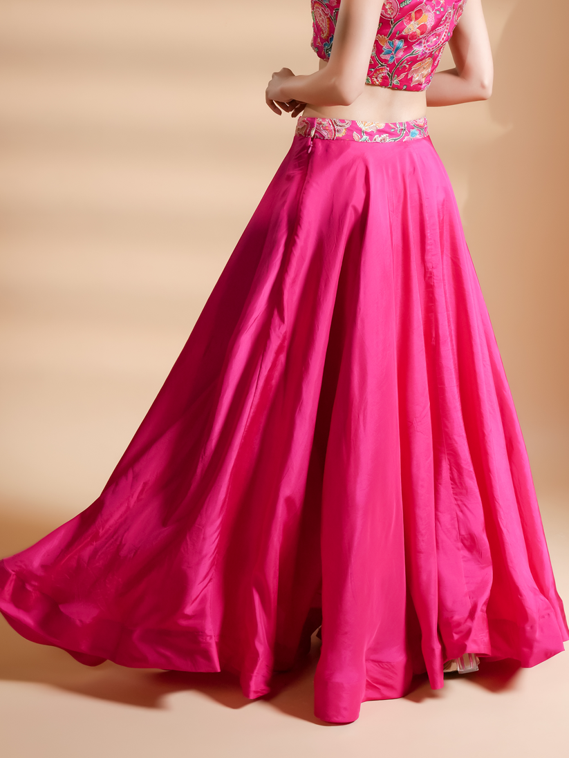Vibrant Luxe Pink Silk Skirt
