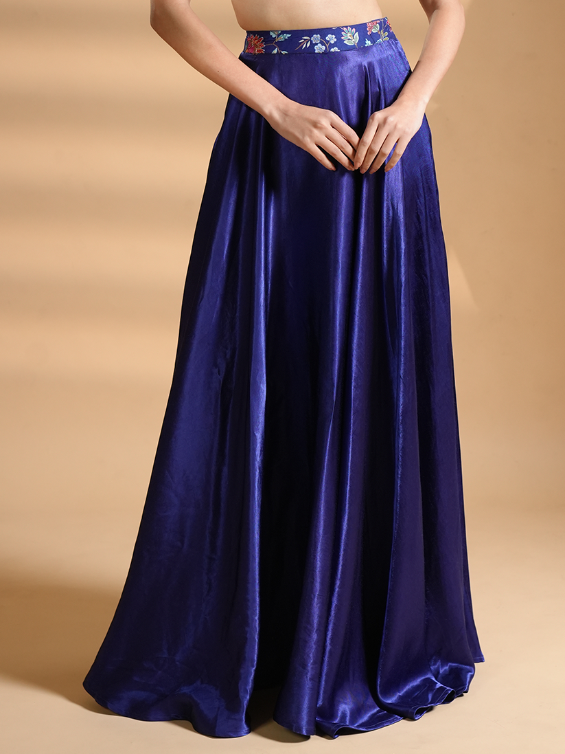 Striking Blue Silk Skirt