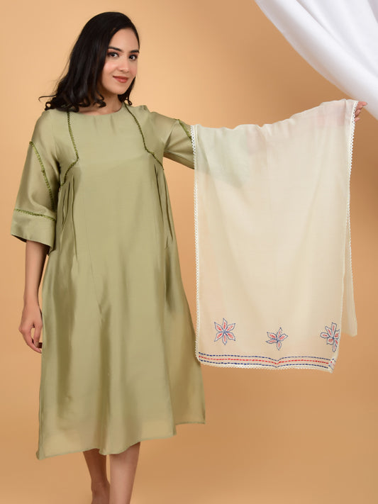 Vintage Hand-Embroidered Chanderi Stole