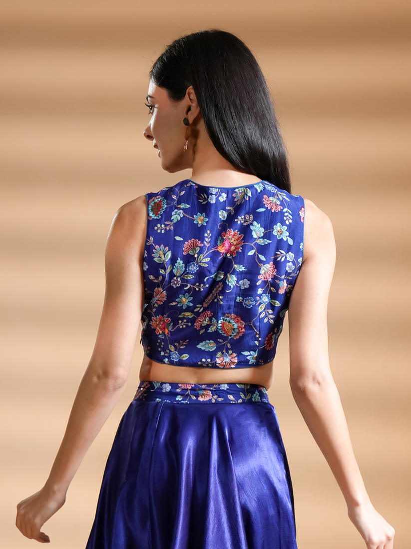 Mesmerzing Premium Floral Embroidered Silk Top
