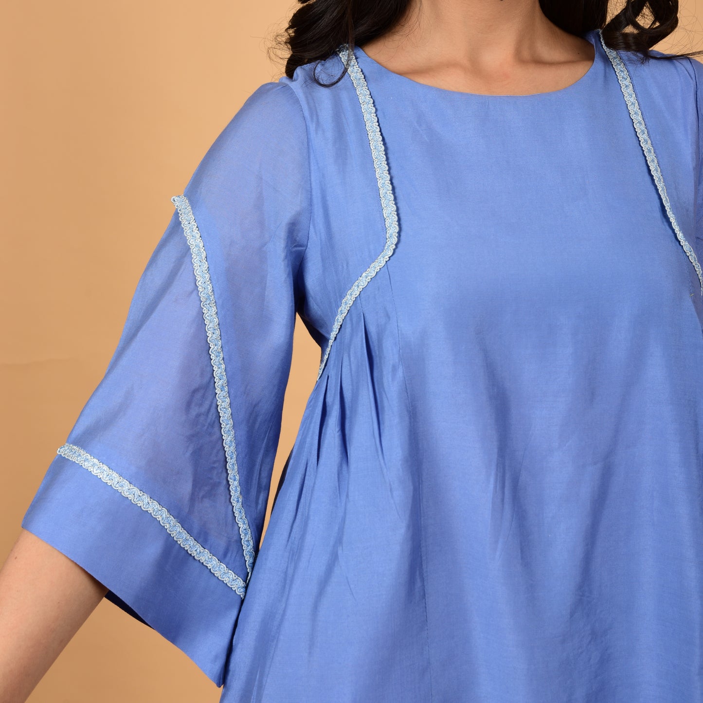 Enigmatic Blue Chanderi Ethnic Dress