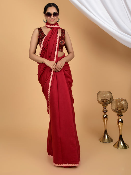 Radiant Elegance Pure Chanderi Lace Saree