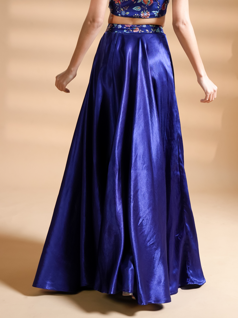 Striking Blue Silk Skirt
