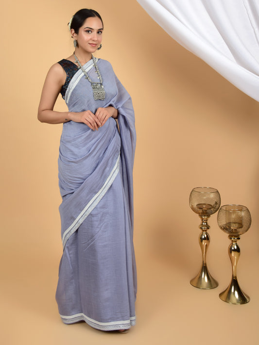 Graceful Pure Chanderi Lace Saree with Subtle Charm