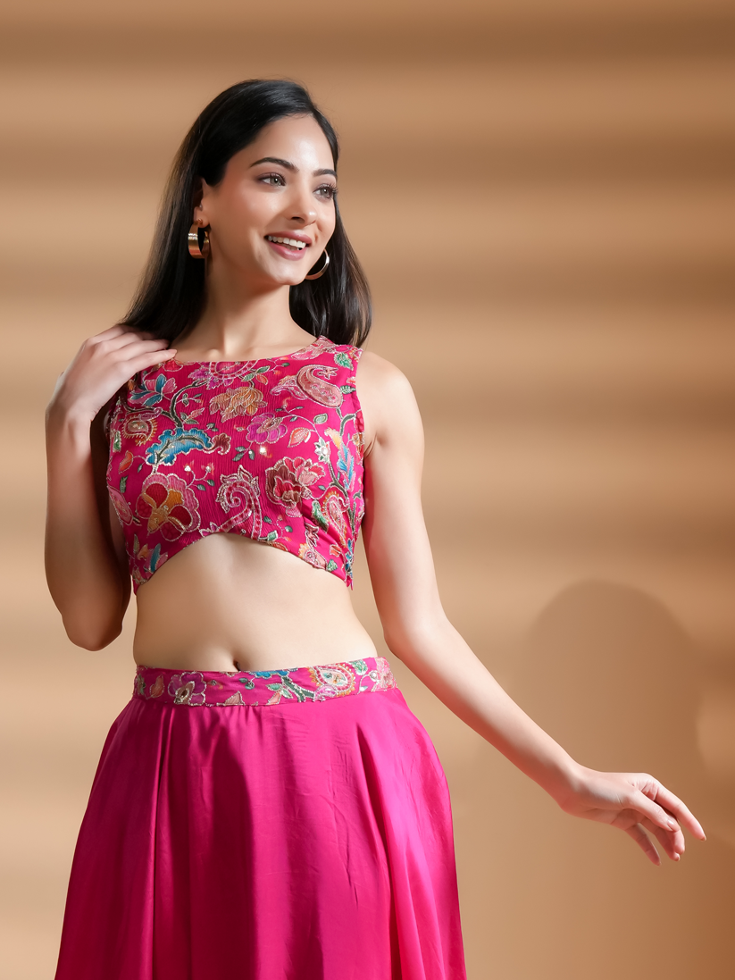 Exclusive Pink Silk Embroidered Blouse