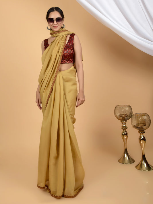 Serene Bliss Pure Chanderi Lace Saree