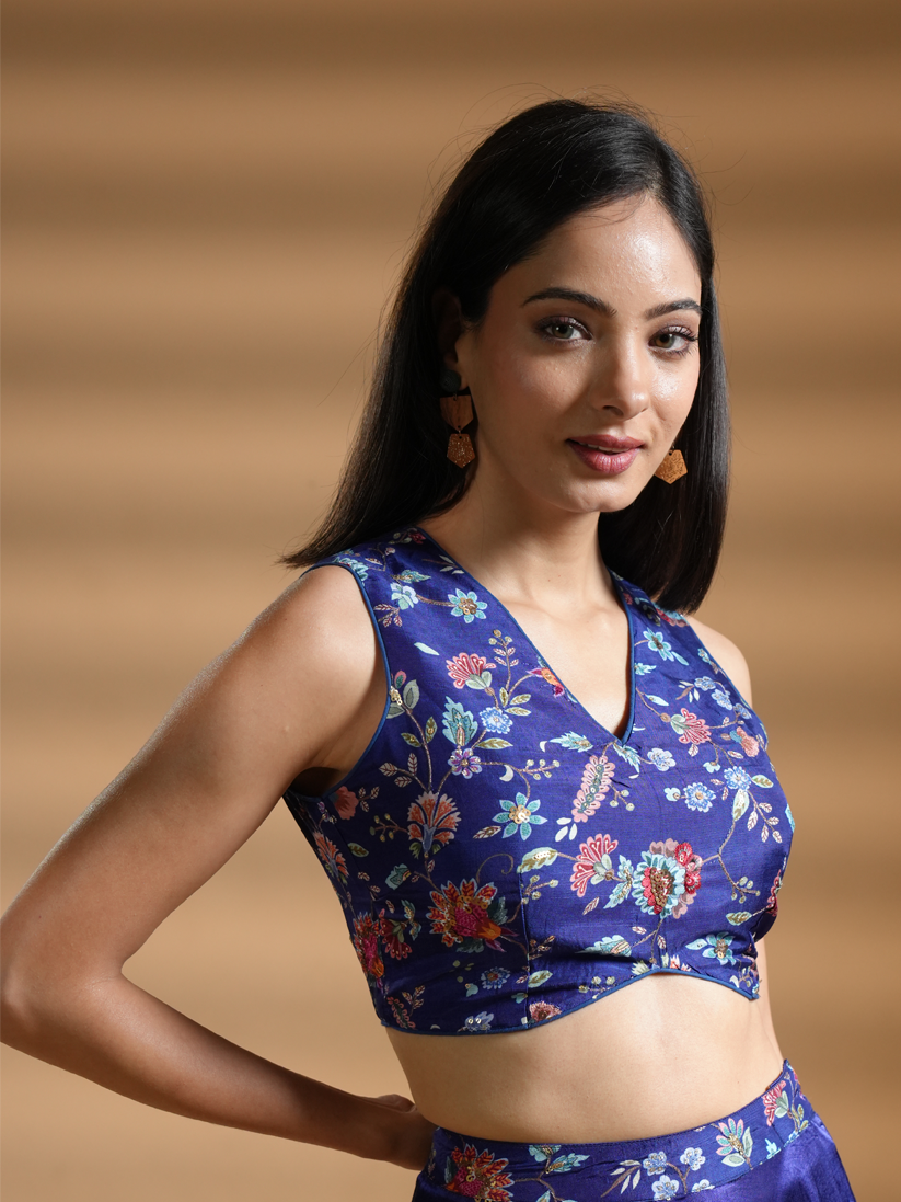 Mesmerzing Premium Floral Embroidered Silk Top