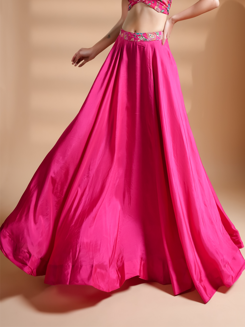 Vibrant Luxe Pink Silk Skirt