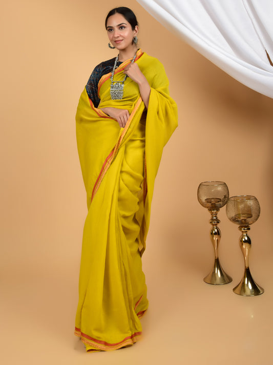 Regal Elegance Pure Chanderi Lace Saree