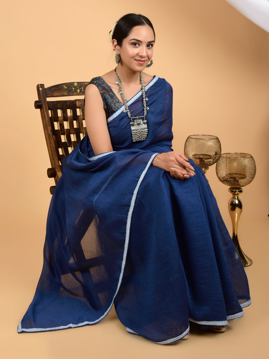 Ravishing Radiance Pure Chanderi Lace Saree