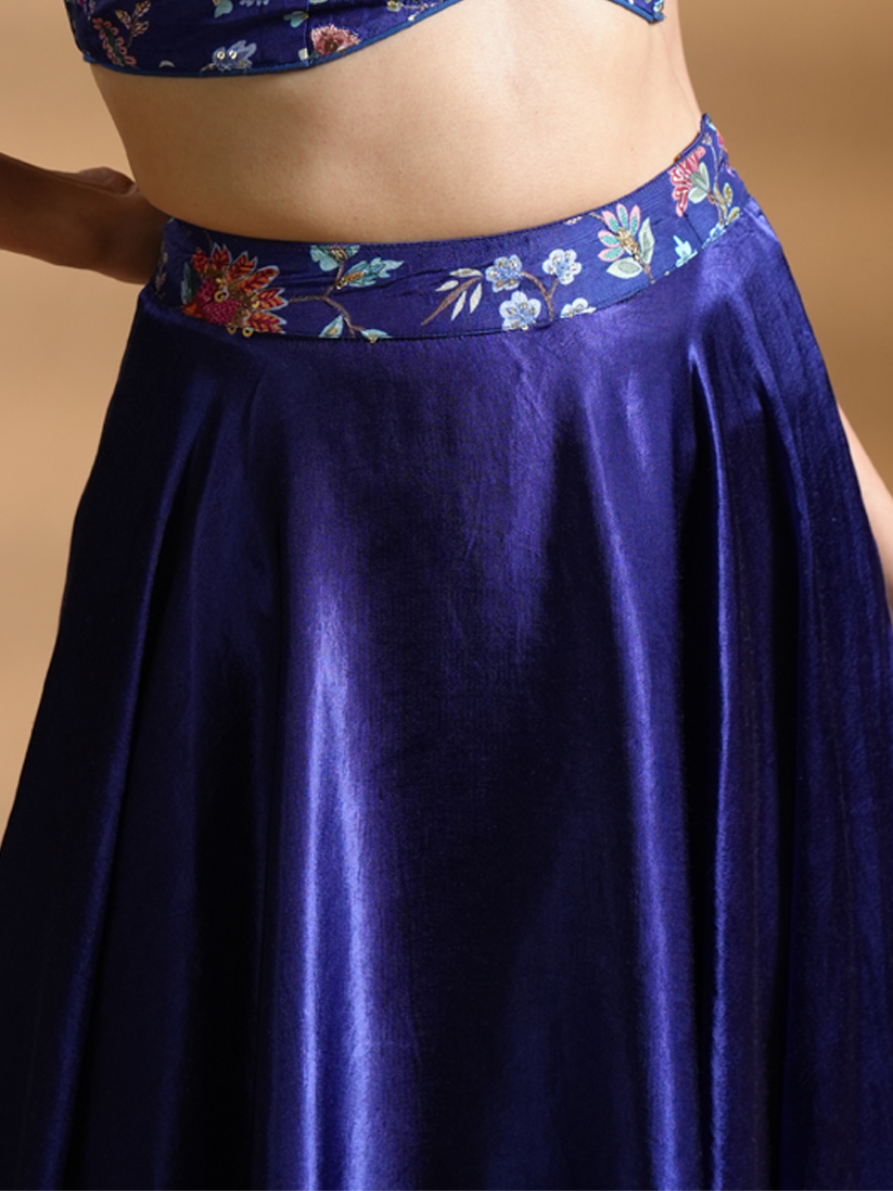 Striking Blue Silk Skirt