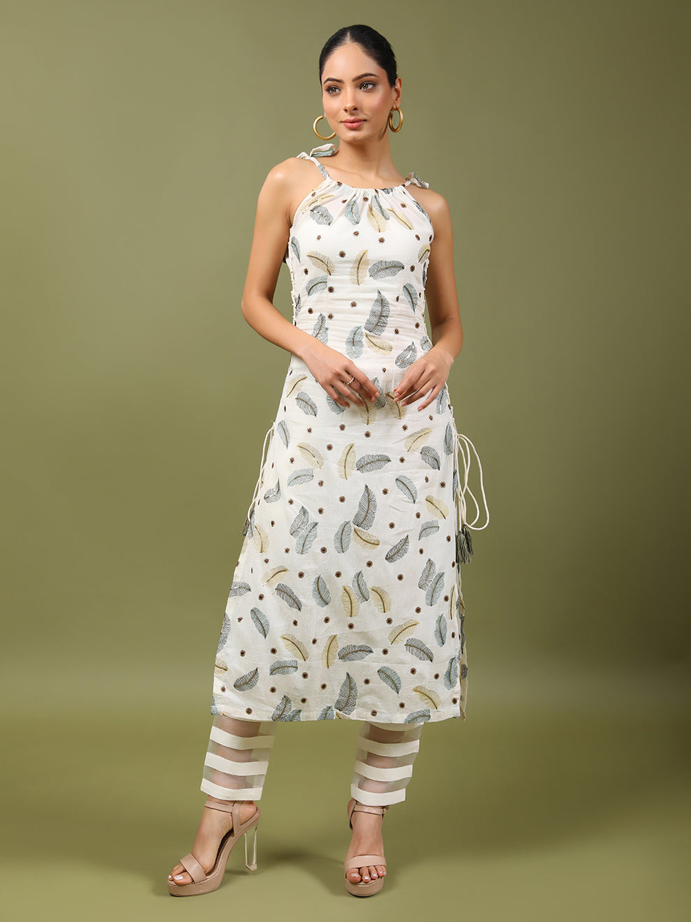 Dazzling Cotton Embroidered Kurta & Pant Set with Dori work
