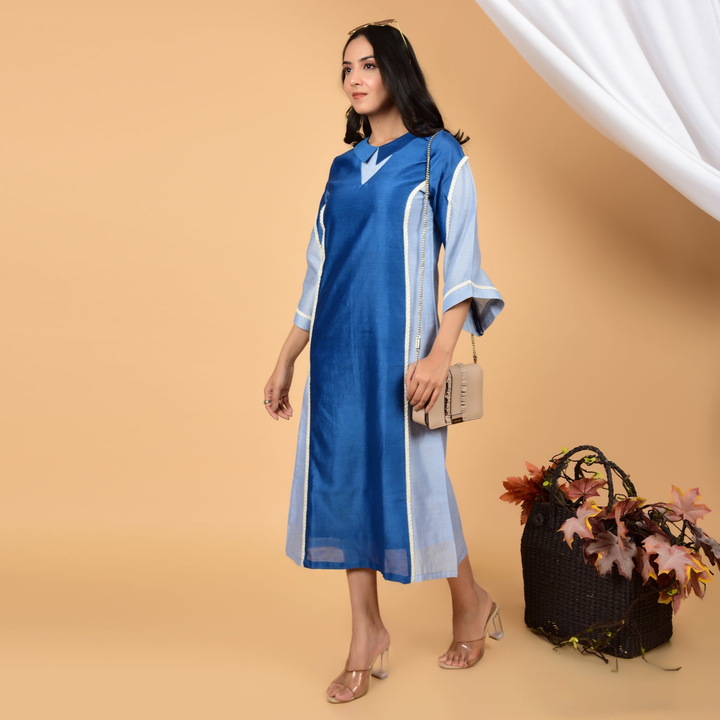 Mystic Dual Blue Chanderi Ethnic Dress