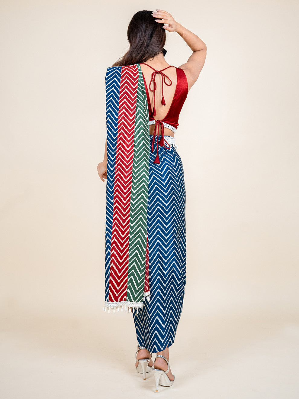 Ravishing Hand-embroidered Fusion Co-ord Saree Set with Detachable Dupatta
