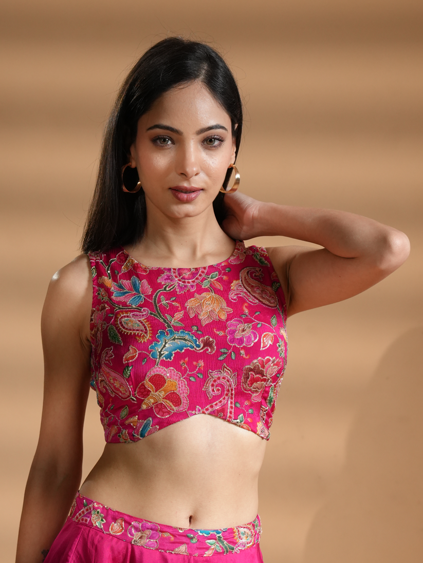 Exclusive Pink Silk Embroidered Blouse