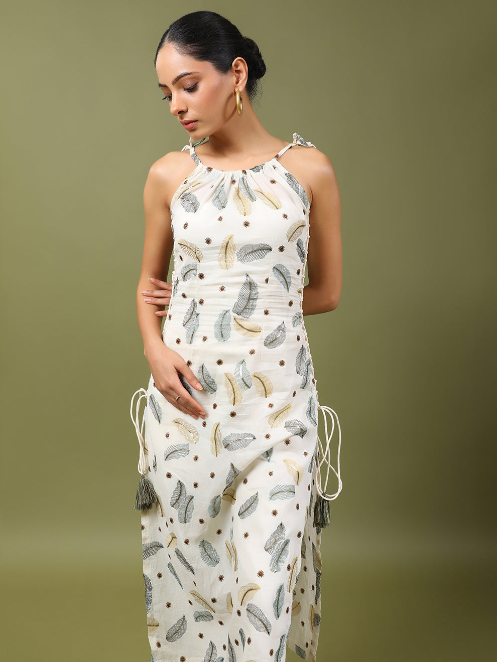 Dazzling Cotton Embroidered Kurta & Pant Set with Dori work