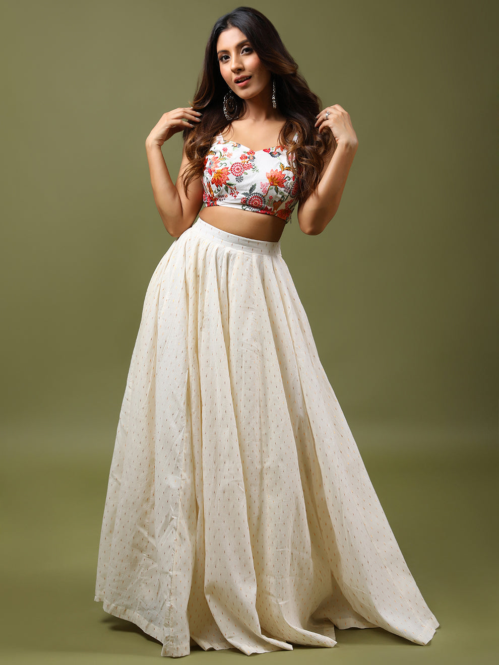 Sizzling Floral Embroidered Skirt Set