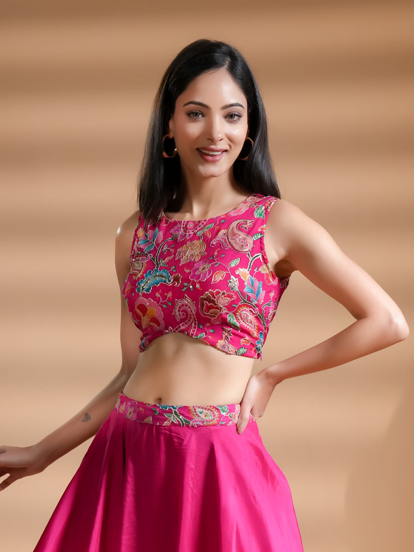 Exclusive Pink Silk Embroidered Blouse