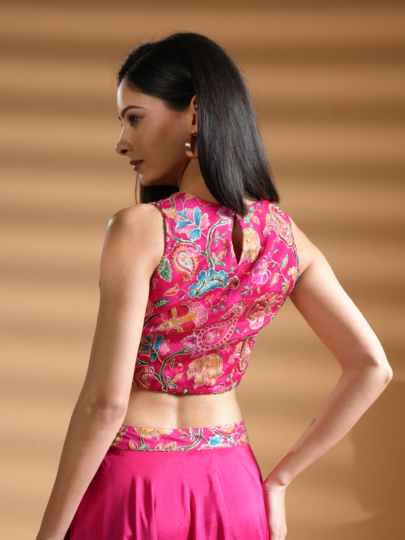 Exclusive Pink Silk Embroidered Blouse