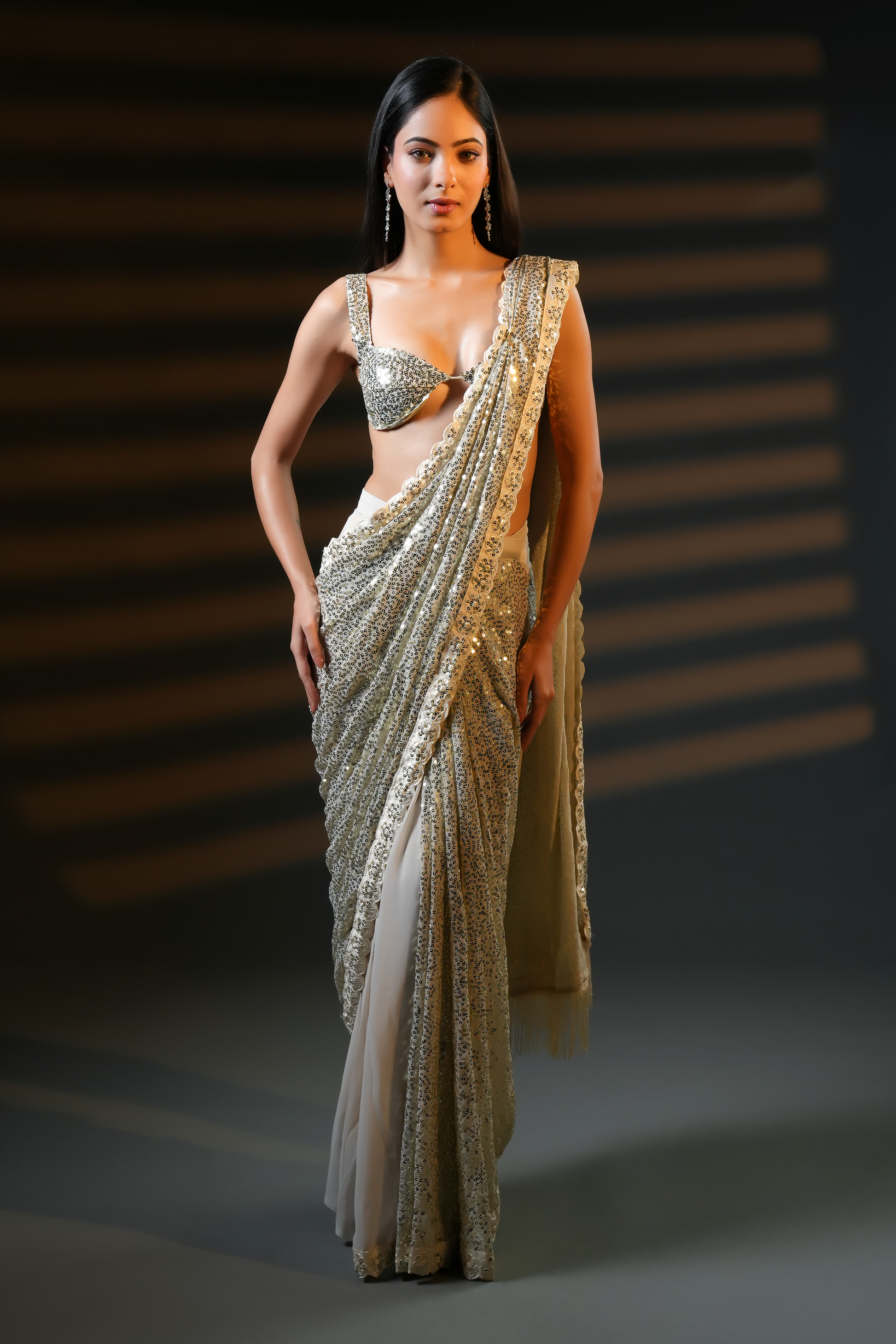 embroidered ready to wear saree