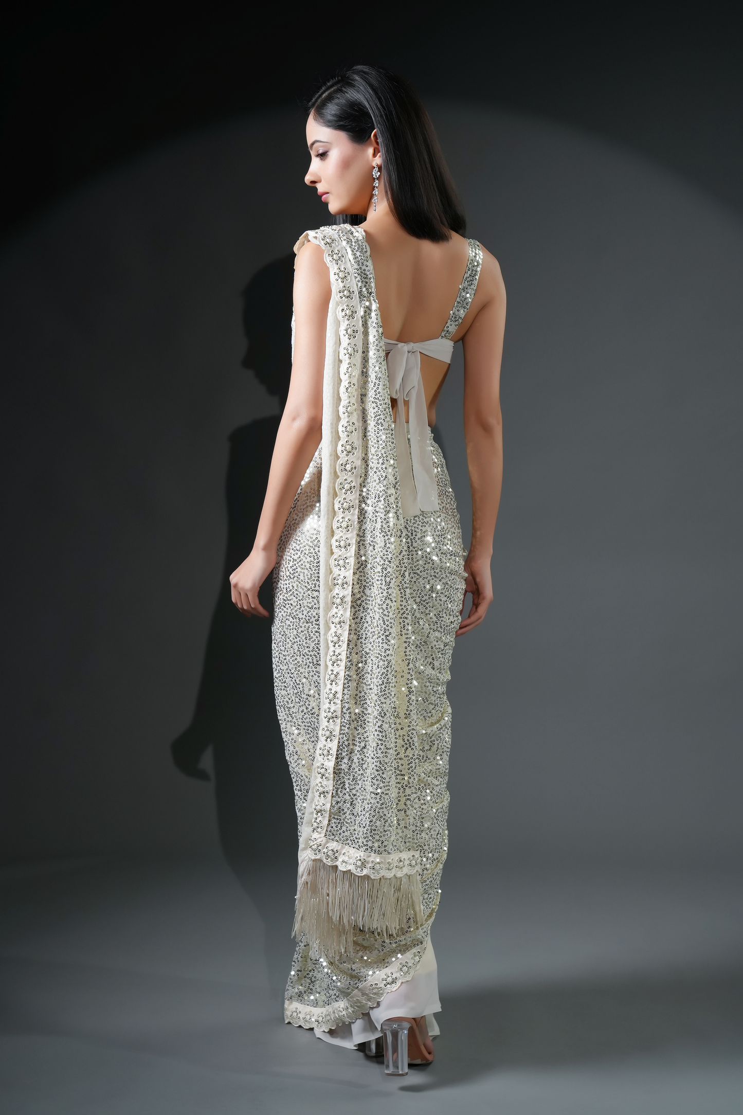 Sequin party wear ready to wear saree