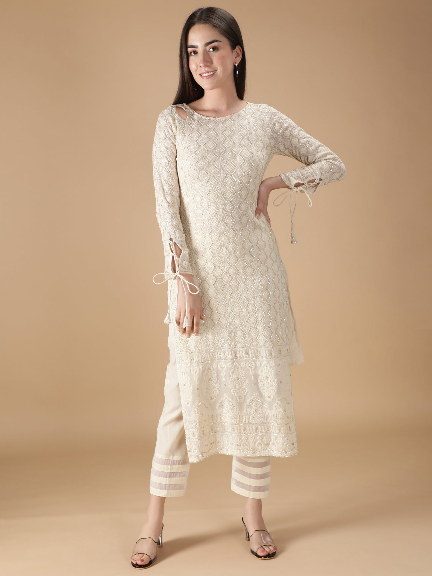 Georgette Chikankari Kurta Set with Pant