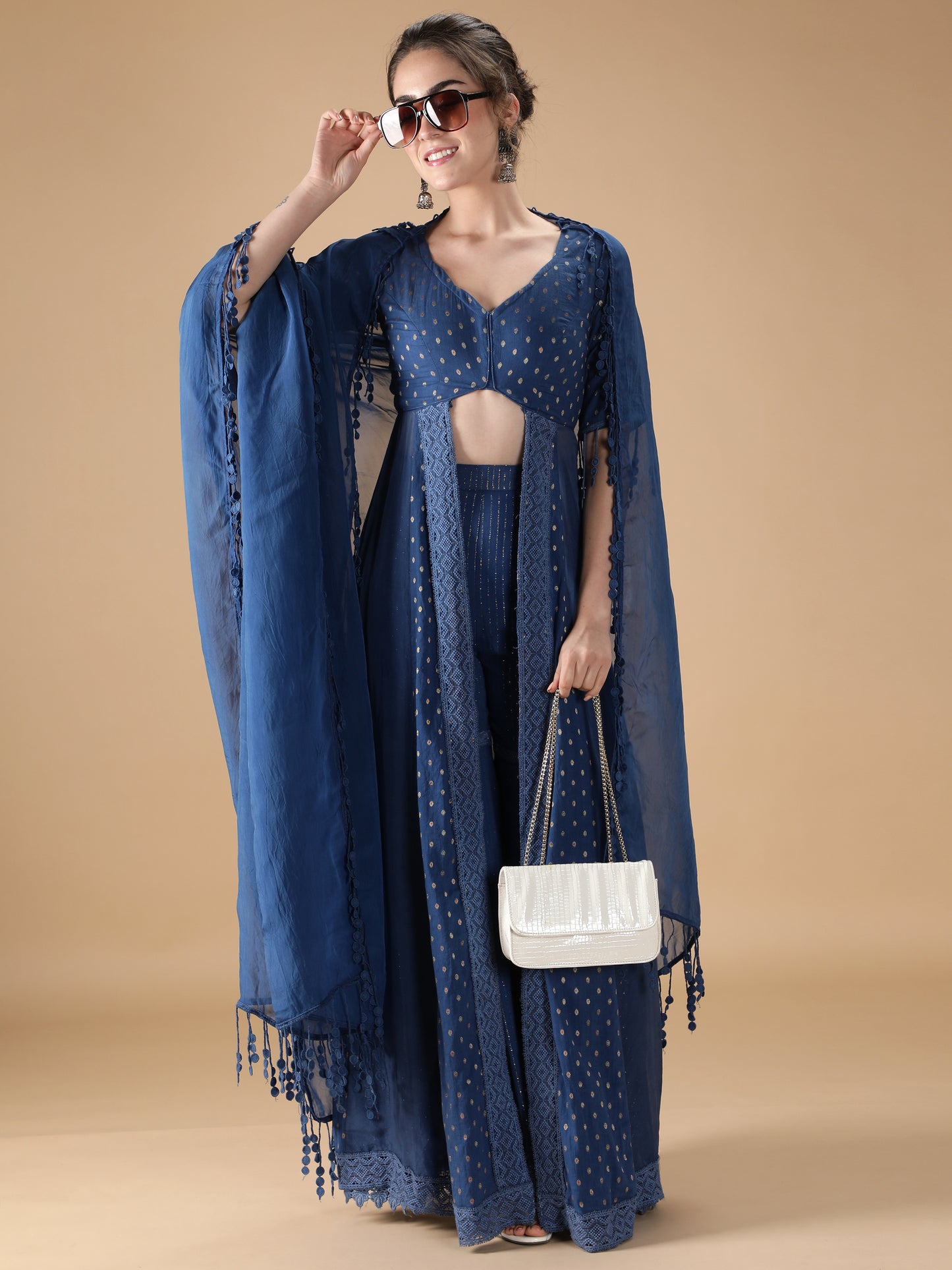 Ravishing Blue Sharara Set (Set of 3)