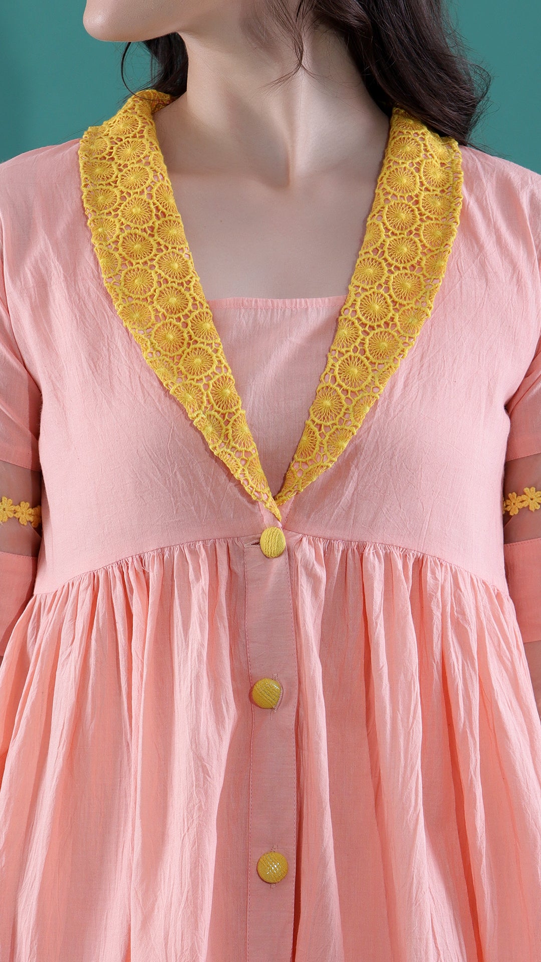 Glamorous Peach and Mustard Ethnic Dress