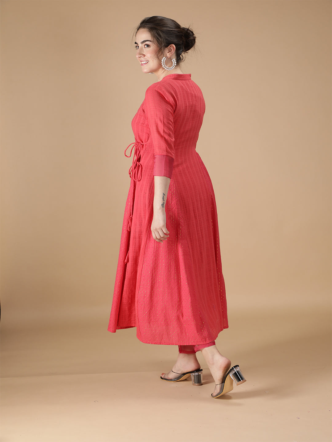 Elegant Red Angrakha Kurta with Inner