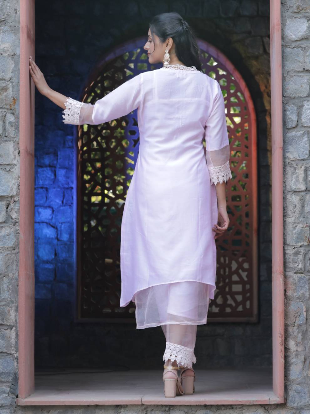 Pink Double Layered Pure Silk Suit Set