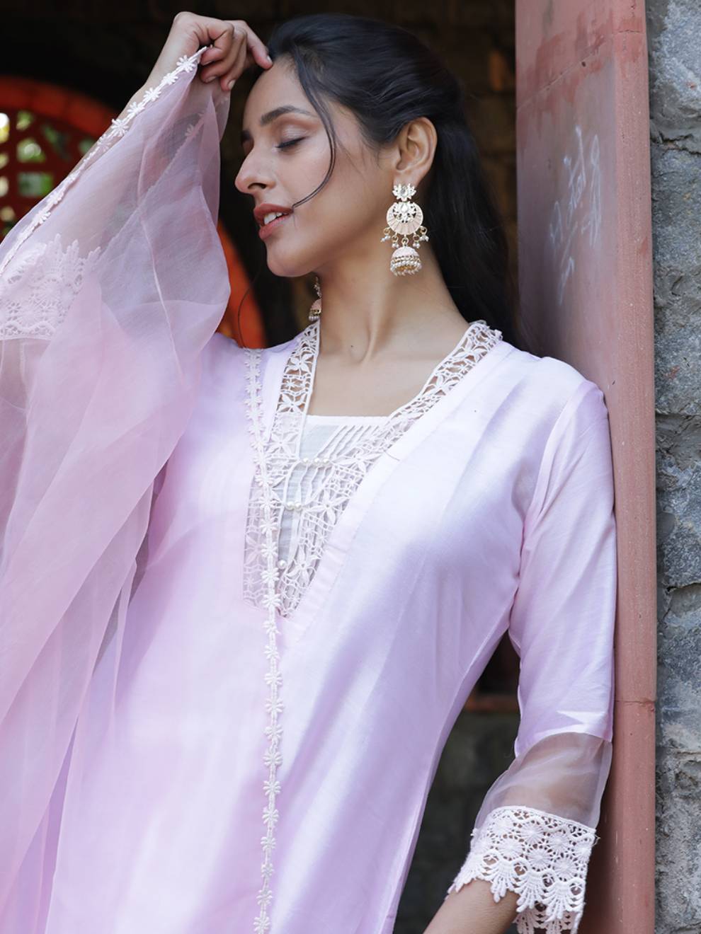 Pink Double Layered Pure Silk Suit Set